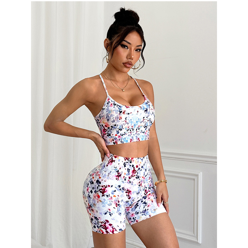 Printed yoga short set
